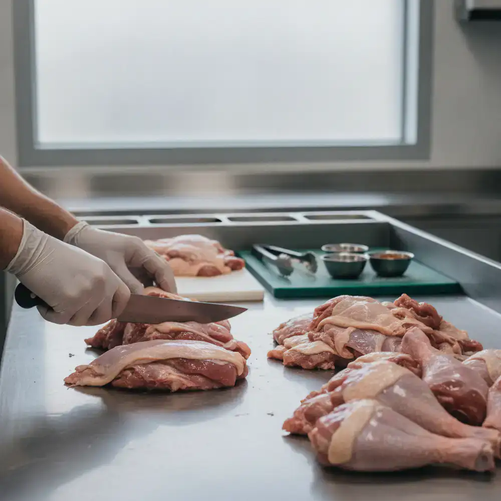 Processing premium chicken thighs and legs