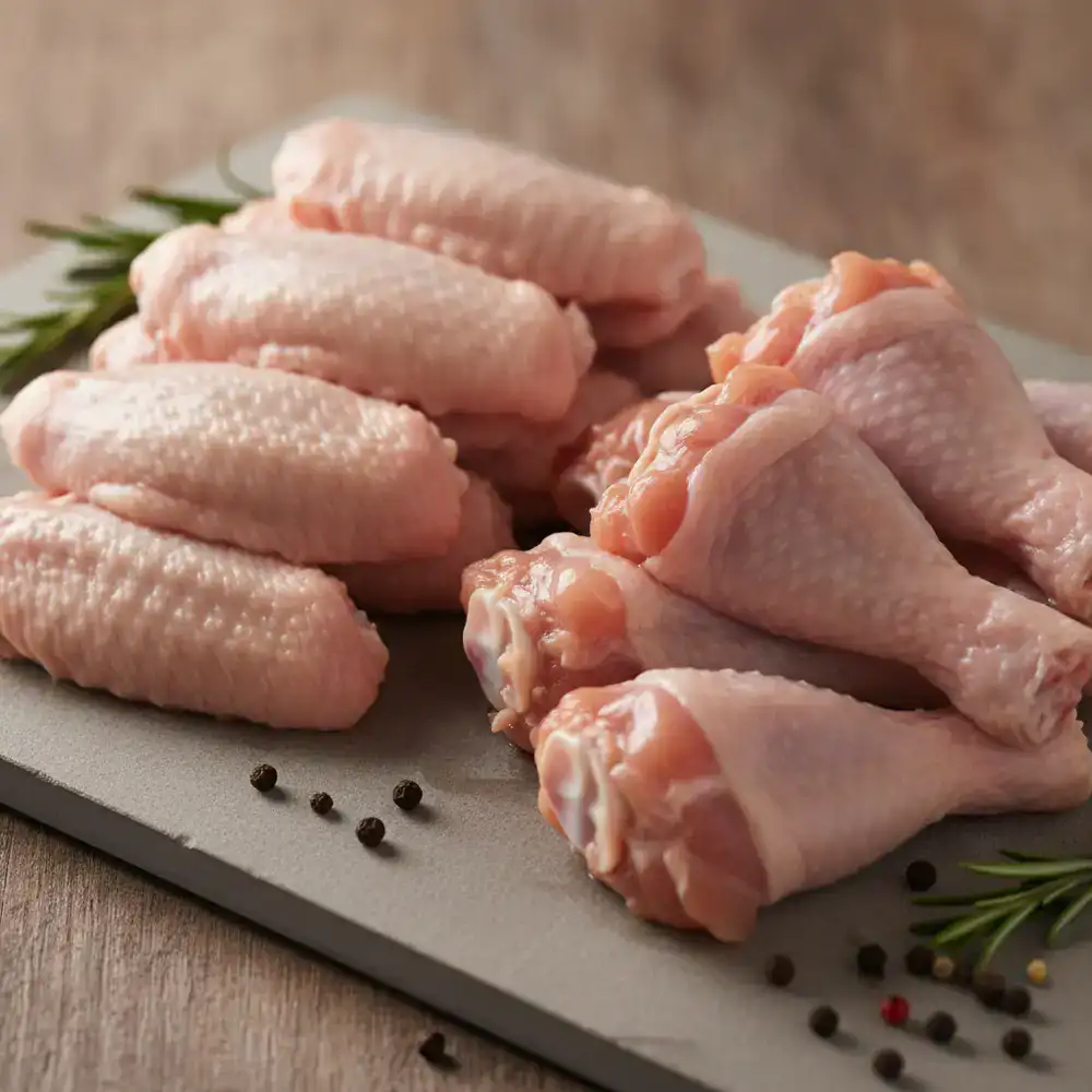 Fresh chicken wings separated into flats and drumettes