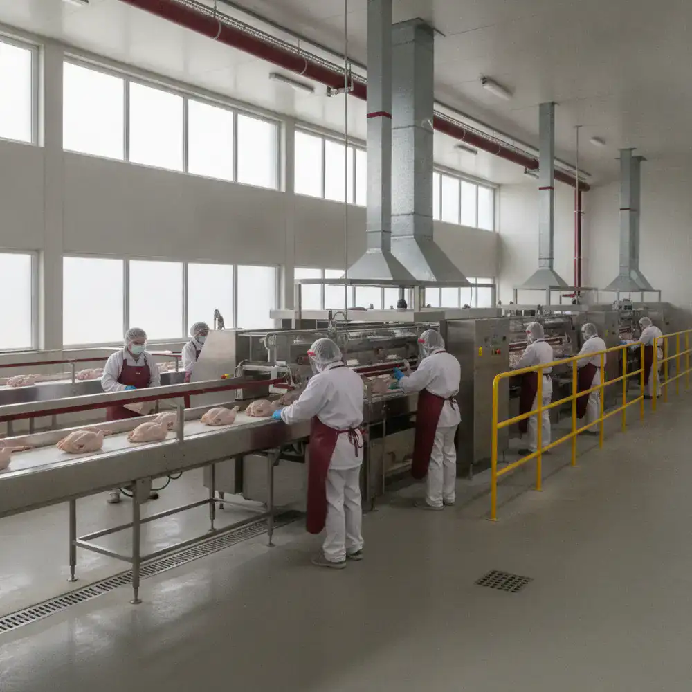Clean modern poultry processing environment