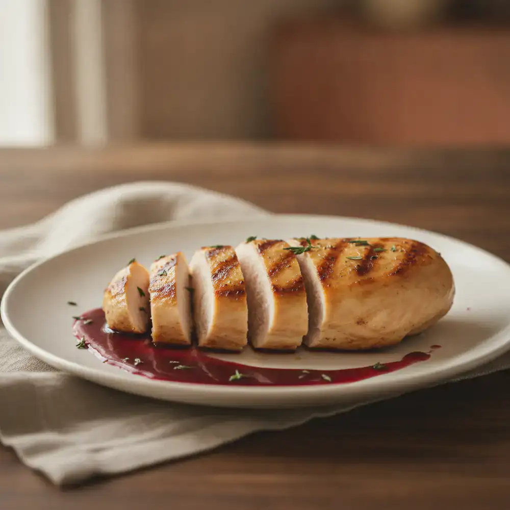 Close up of a perfectly portioned chicken breast